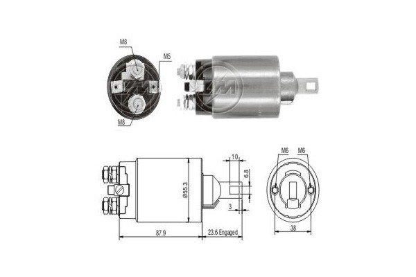 Magnetswitch, startmotor 12V
