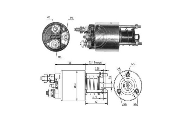 Magnetswitch, startmotor 12V