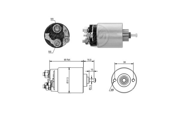 Magnetswitch, startmotor 12V