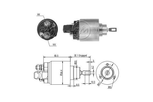 Magnetswitch, startmotor 12V