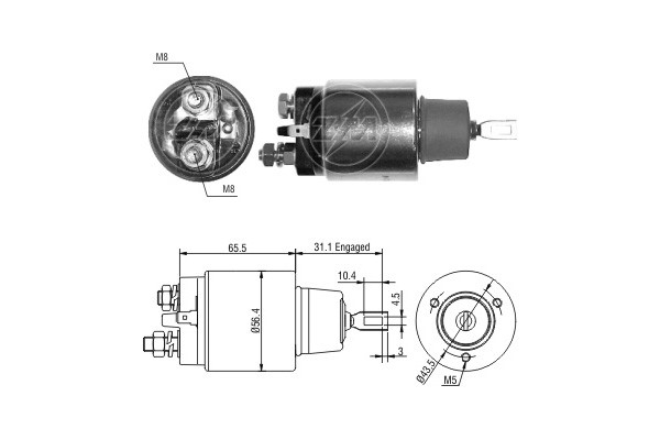 Magnetswitch, startmotor 12V