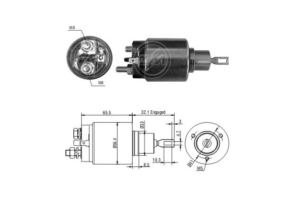 Magnetswitch, startmotor 12V