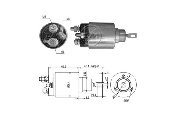 Magnetswitch, startmotor 12V