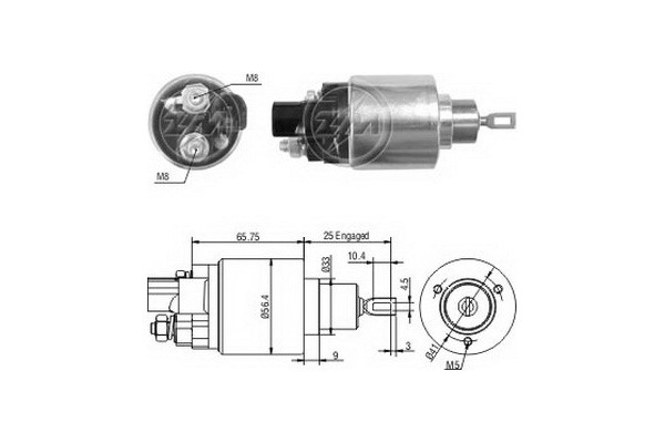 Magnetswitch, startmotor 12V