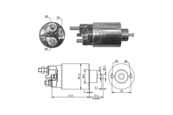Magnetswitch, startmotor 12V