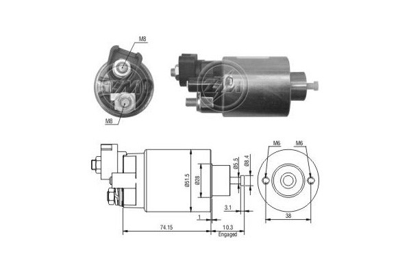 Magnetswitch, startmotor 12V