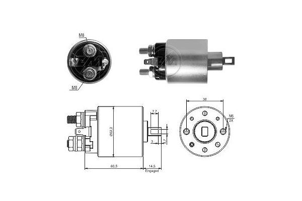Magnetswitch, startmotor 12V