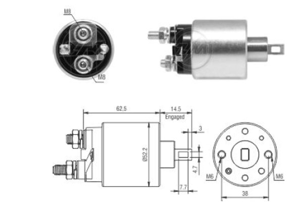 Magnetswitch, startmotor 12V