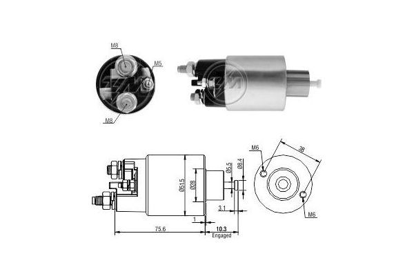 Magnetswitch, startmotor 12V