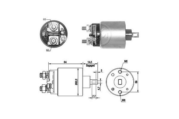 Magnetswitch, startmotor 12V