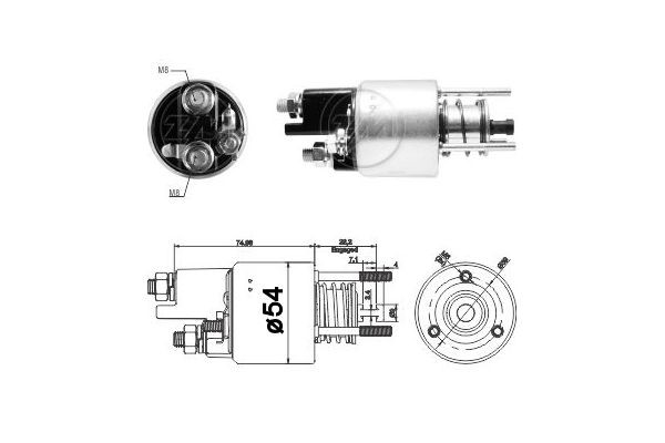 Magnetswitch, startmotor 12V