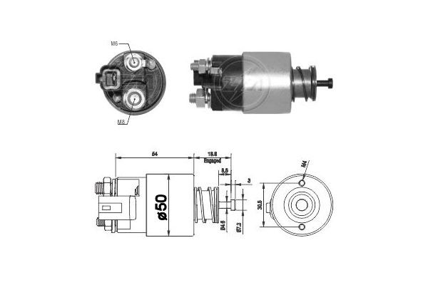 Magnetswitch, startmotor 12V