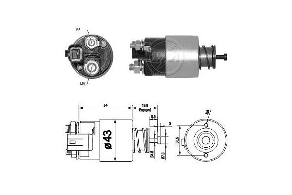 Magnetswitch, startmotor 12V
