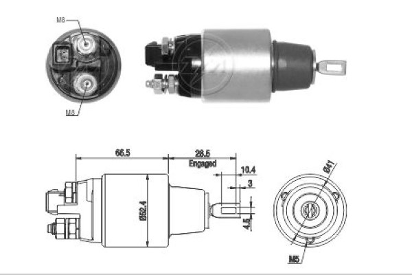 Magnetswitch, startmotor 12V