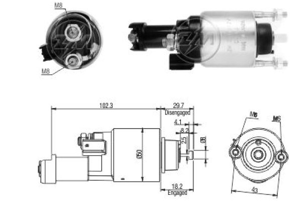 Magnetswitch, startmotor 12V