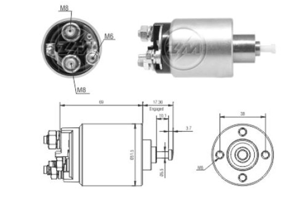 Magnetswitch, startmotor 12V Magnetswitch, startmotor 12V