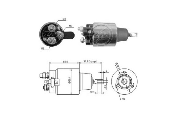 Magnetswitch, startmotor 12V