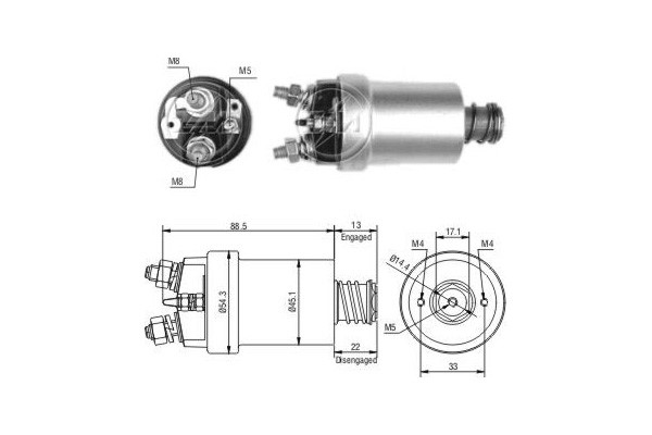 Magnetswitch, startmotor 12V