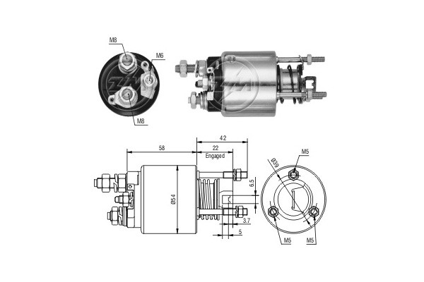 Magnetswitch, startmotor 12V