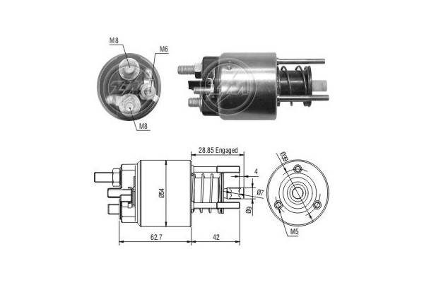 Magnetswitch, startmotor 12V