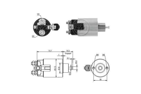 Magnetswitch, startmotor 12V