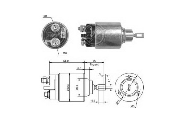 Magnetswitch, startmotor 12V