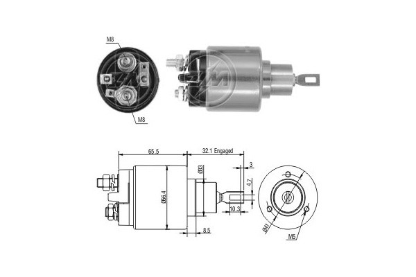 Magnetswitch, startmotor 12V
