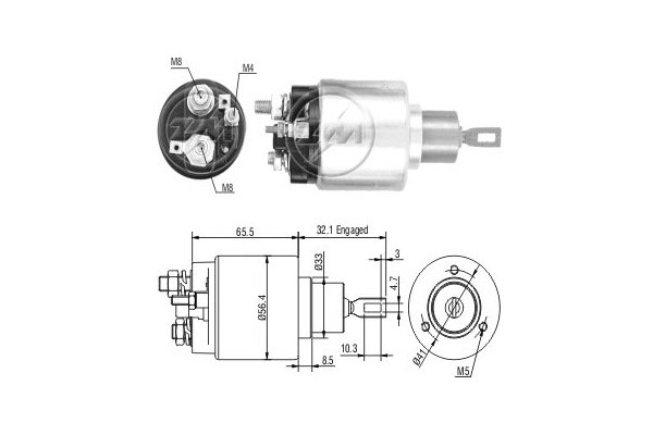 Magnetswitch, startmotor 12V