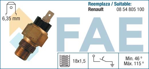 Termokontakt, kylvätskevarning Fae 35040 FAE