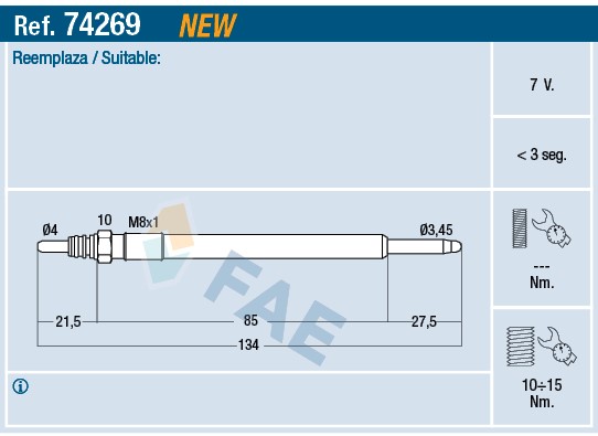Glödstift 7V Fae 74269 FAE