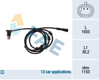 ABS-givare, Sensor, hjulvarvtal, Fram, höger eller vänster Fae 78 FAE ABS-givare, Sensor, hjulvarvtal, Fram, höger eller vänster Fae 78 FAE
