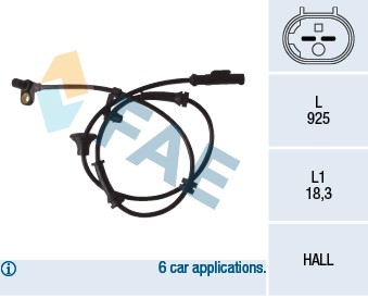 ABS-givare, Sensor, hjulvarvtal, Bakaxel Fae 78081 FAE