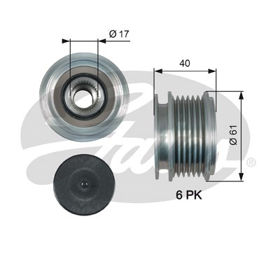 Frihjulskoppling, generator 150A Gates Drivealignâ® OAP7013 Gates