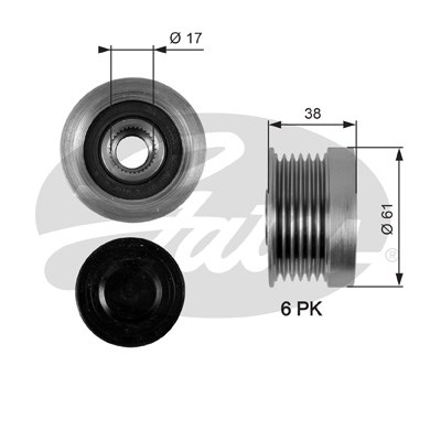 Frihjulskoppling, generator 100A Gates Drivealignâ® OAP7036 Gates