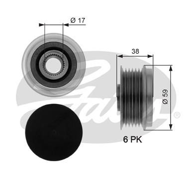 Frihjulskoppling, generator 105A Gates Drivealignâ® OAP7039 Gates