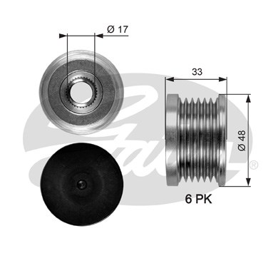 Frihjulskoppling, generator 90A Gates Drivealignâ® OAP7054 Gates