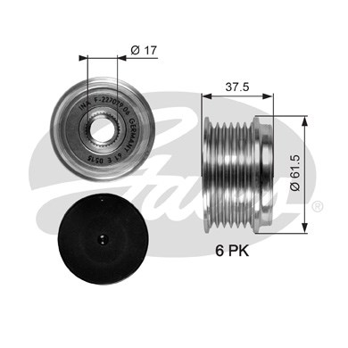 Frihjulskoppling, generator 100A Gates Drivealignâ® OAP7075 Gates