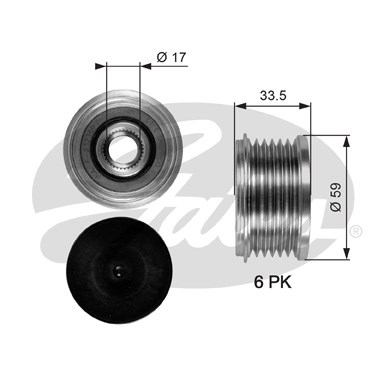 Frihjulskoppling, generator 150A Gates Drivealignâ® OAP7080 Gates