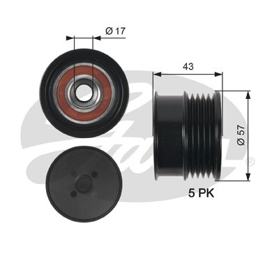 Frihjulskoppling, generator 120A Gates Drivealignâ® OAP7088 Gates