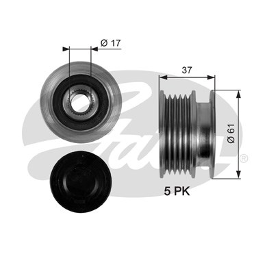 Frihjulskoppling, generator 70A Gates Drivealignâ® OAP7102 Gates