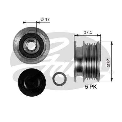 Frihjulskoppling, generator 125A Gates Drivealignâ® OAP7108 Gates