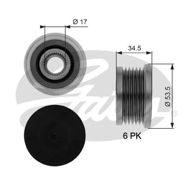 Frihjulskoppling, generator 150A Gates Drivealignâ® OAP7109 Gates