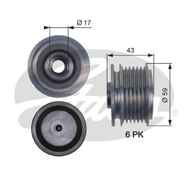 Frihjulskoppling, generator 150A Gates Drivealignâ® OAP7112 Gates