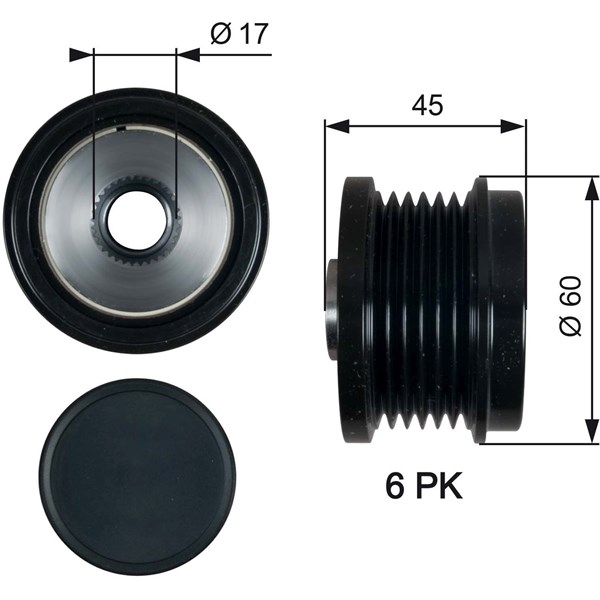 Frihjulskoppling, generator 150A GATES Drivealignâ® Gates
