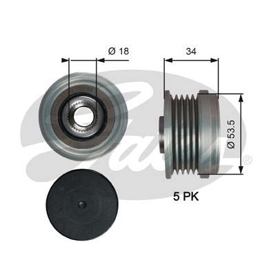 Frihjulskoppling, generator 140A Gates Drivealignâ® OAP7202 Gates