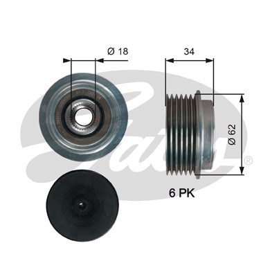 Frihjulskoppling, generator 100A Gates Drivealignâ® OAP7203 Gates