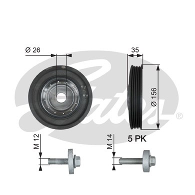 Remskiva, vevaxel Gates Drivealignâ® TVD1007A Gates