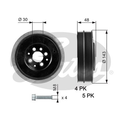 Remskiva, vevaxel Gates Drivealignâ® TVD1015A Gates
