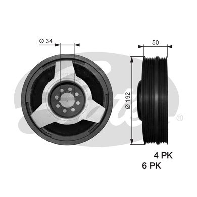 Remskiva, vevaxel Gates Drivealignâ® TVD1030 Gates