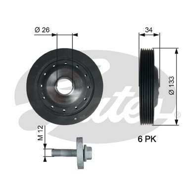 Remskiva, vevaxel Gates Drivealignâ® TVD1113A Gates
